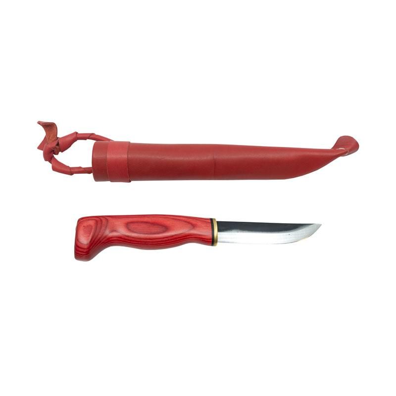 Kniv i masurbjørk rød 9.2 cm