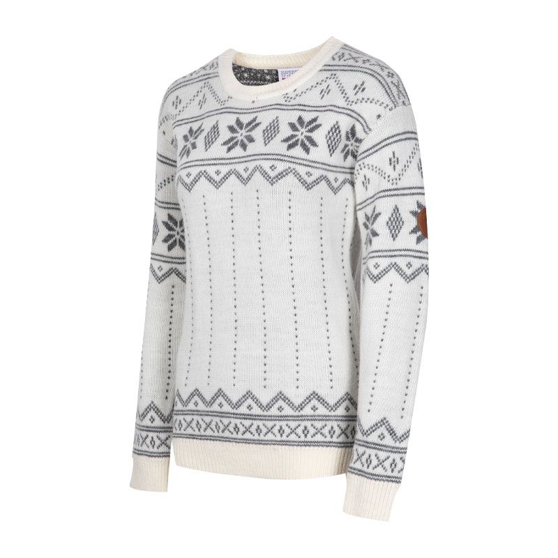 Scand. Ex. - Strikket genser med rund hals unisex - Snøhvit/grå melert