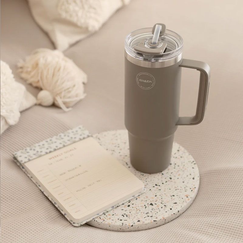 AYA&IDA - Thermo Cup with Straw 885 ml - Driftwood