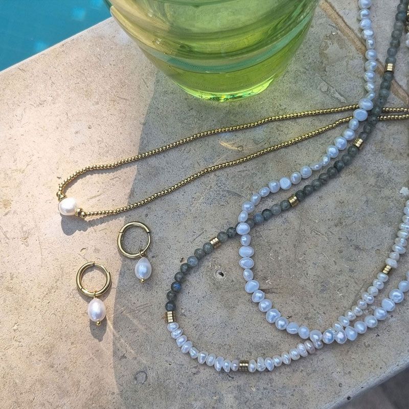 A&C - Øreringer med ferskvannsperle - S