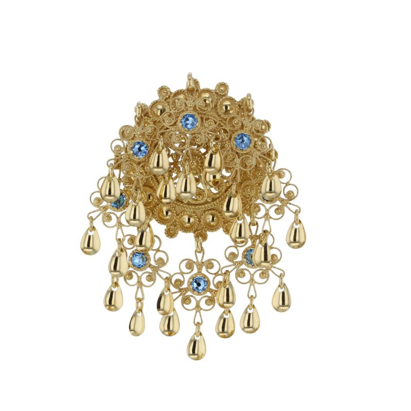 Hasla - Sølje med rose og små krystaller - Lys blå