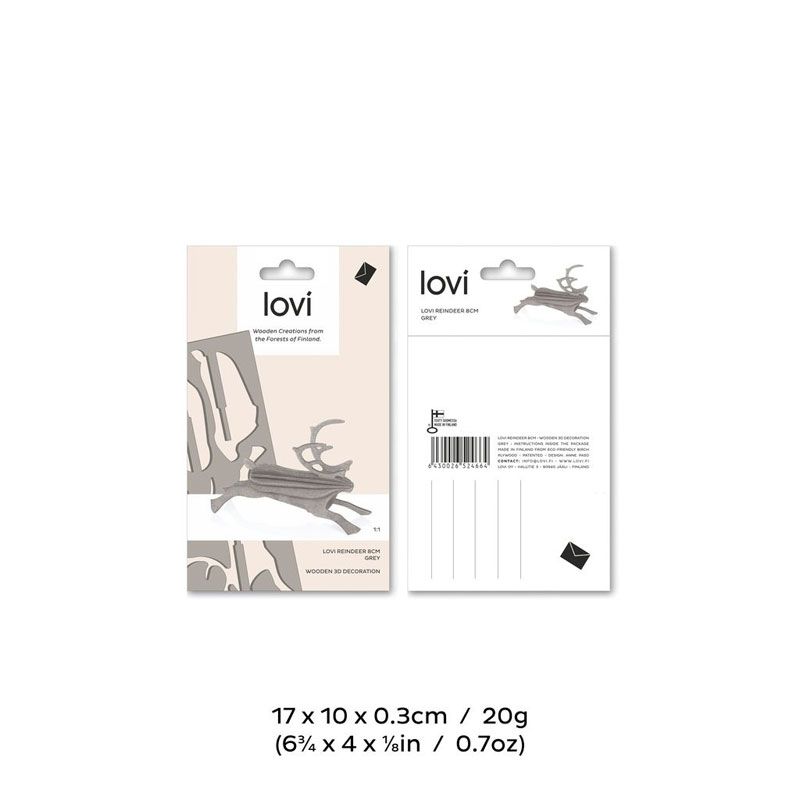 Lovi - Reinsdyr 8 cm - Grey