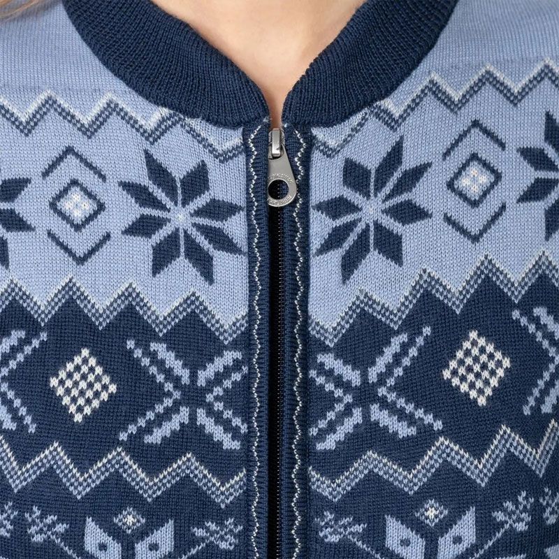 Scand. Ex. - Strikket jakke zip dame - Marineblå/støvblå