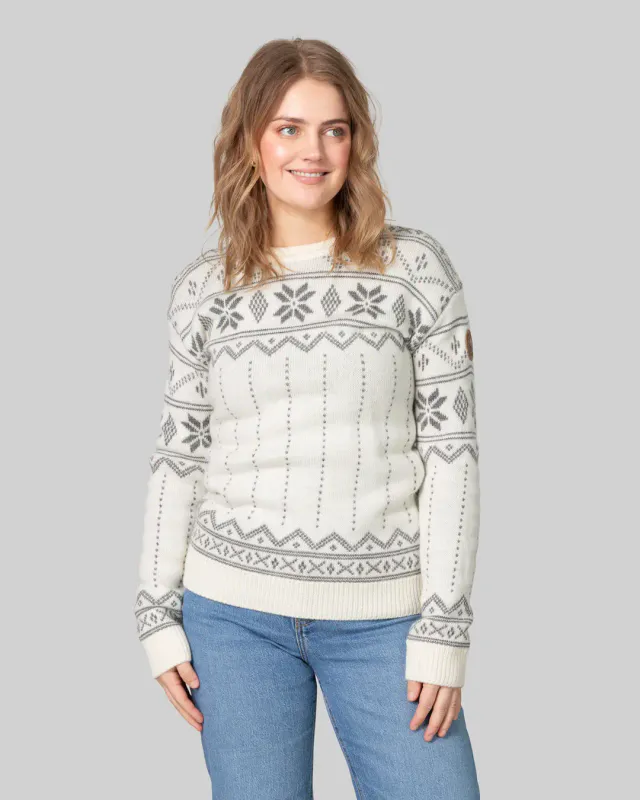 Scand. Ex. - Strikket genser med rund hals unisex - Snøhvit/grå melert