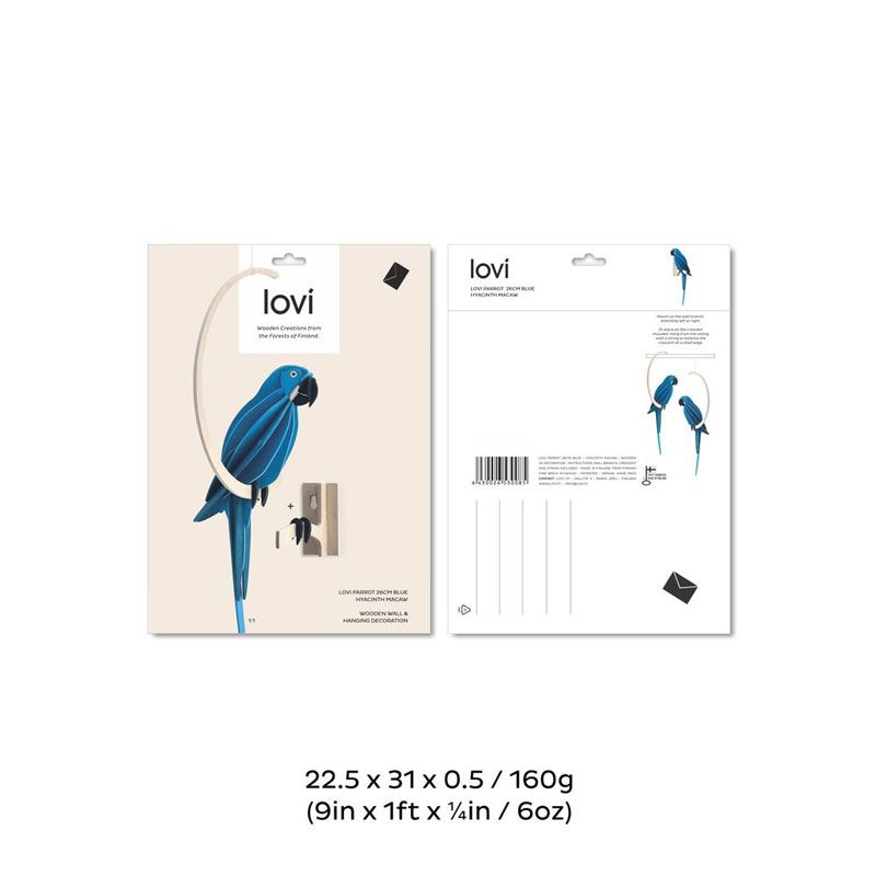 Lovi - Papegøye 26 cm - Hyacinth Macaw