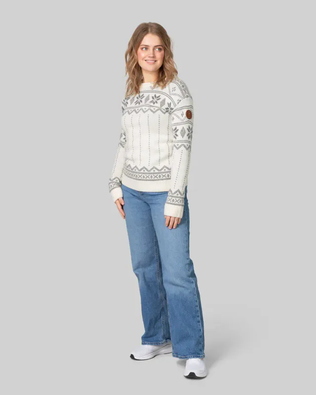 Scand. Ex. - Strikket genser med rund hals unisex - Snøhvit/grå melert