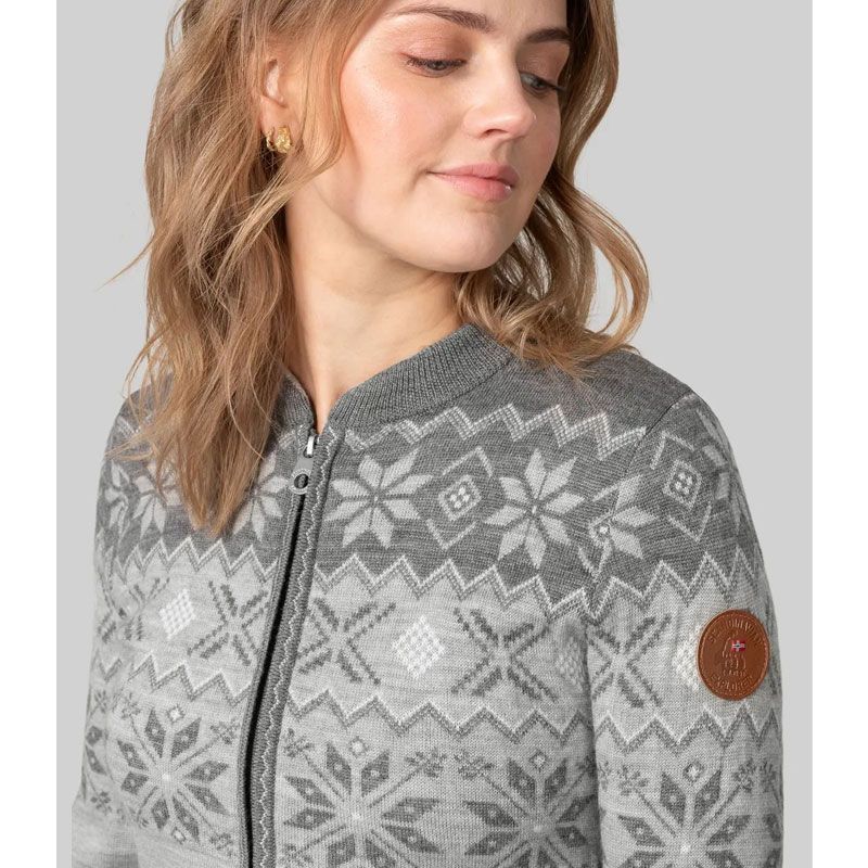 Scand. Ex. - Strikket jakke zip dame - Grå melert/mørk grå