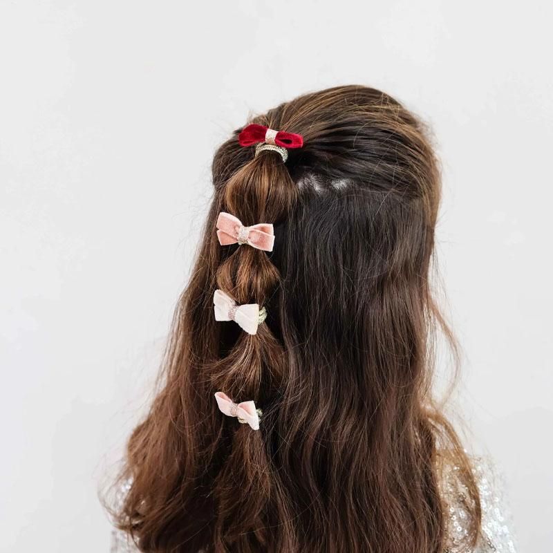 Mimi & Lula - 8 Mini Hårstrikk - Glitter Velvet Bow
