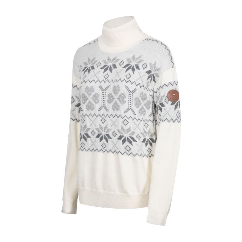 Scand. Ex. - Strikket genser med rullekrage dame - Snøhvit/grå melert